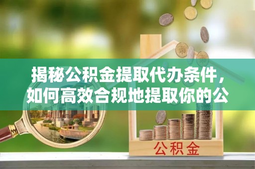 仁和揭秘公积金提取代办条件，如何高效合规地提取你的公积金