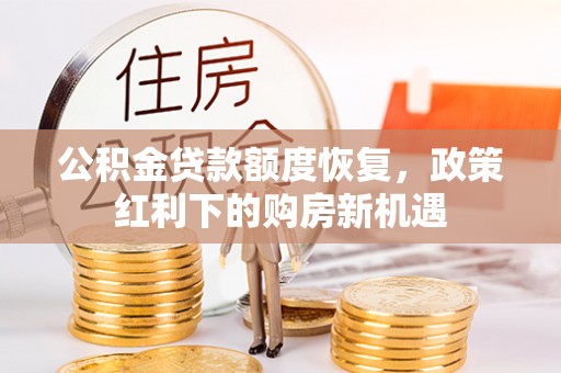 仁和公积金贷款额度恢复，政策红利下的购房新机遇