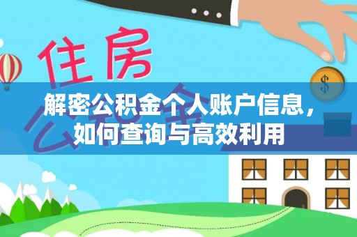 仁和解密公积金个人账户信息，如何查询与高效利用