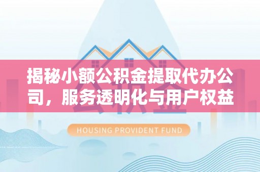 仁和揭秘小额公积金提取代办公司，服务透明化与用户权益保障