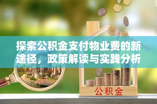 仁和探索公积金支付物业费的新途径，政策解读与实践分析